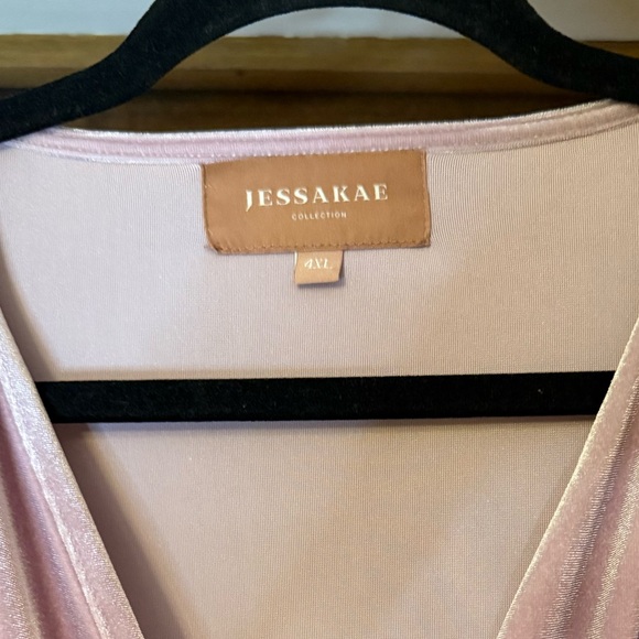 JessaKae Pink Velour Wrap Dress - Picture 4 of 7